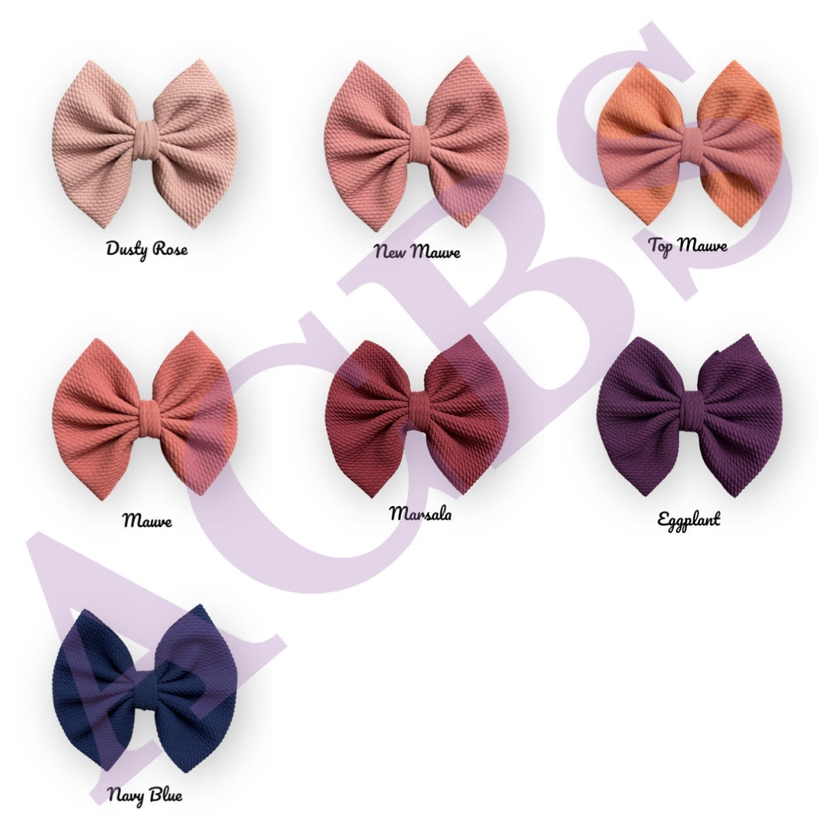 25 colors shade of Purple/Blue Bows (Clips finish)