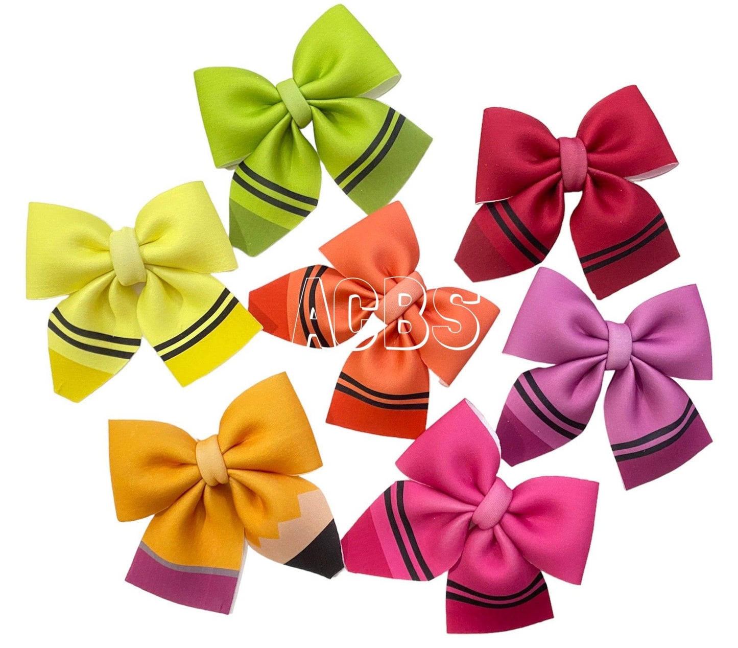 Crayons and pencil set (7 pcs of bows) - ACBows&Supplies