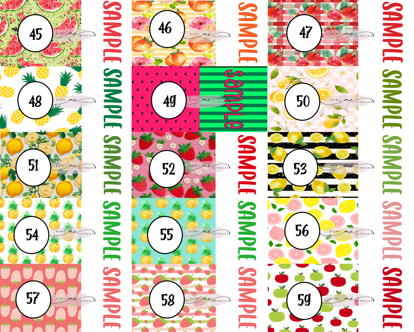 Fruits Print 1 /Two tone strips/ Solid Names