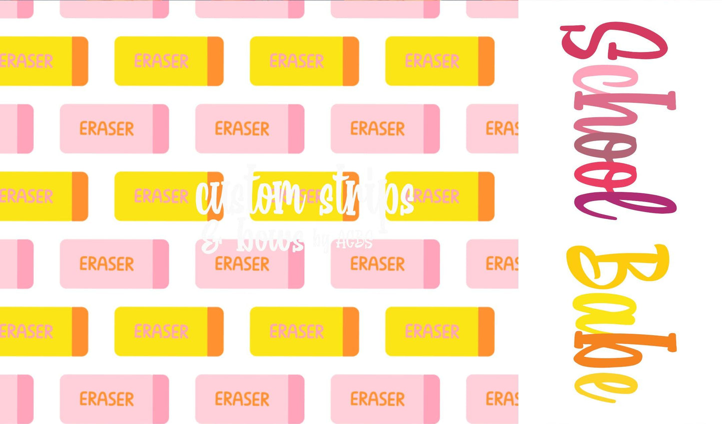 Two tone strips/ Name bows/ back to school/ erasers - ACBows&Supplies