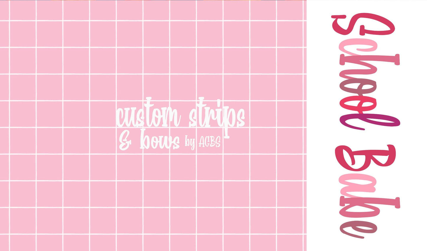Two tone strips/ Name bows/ back to school/ pink board - ACBows&Supplies