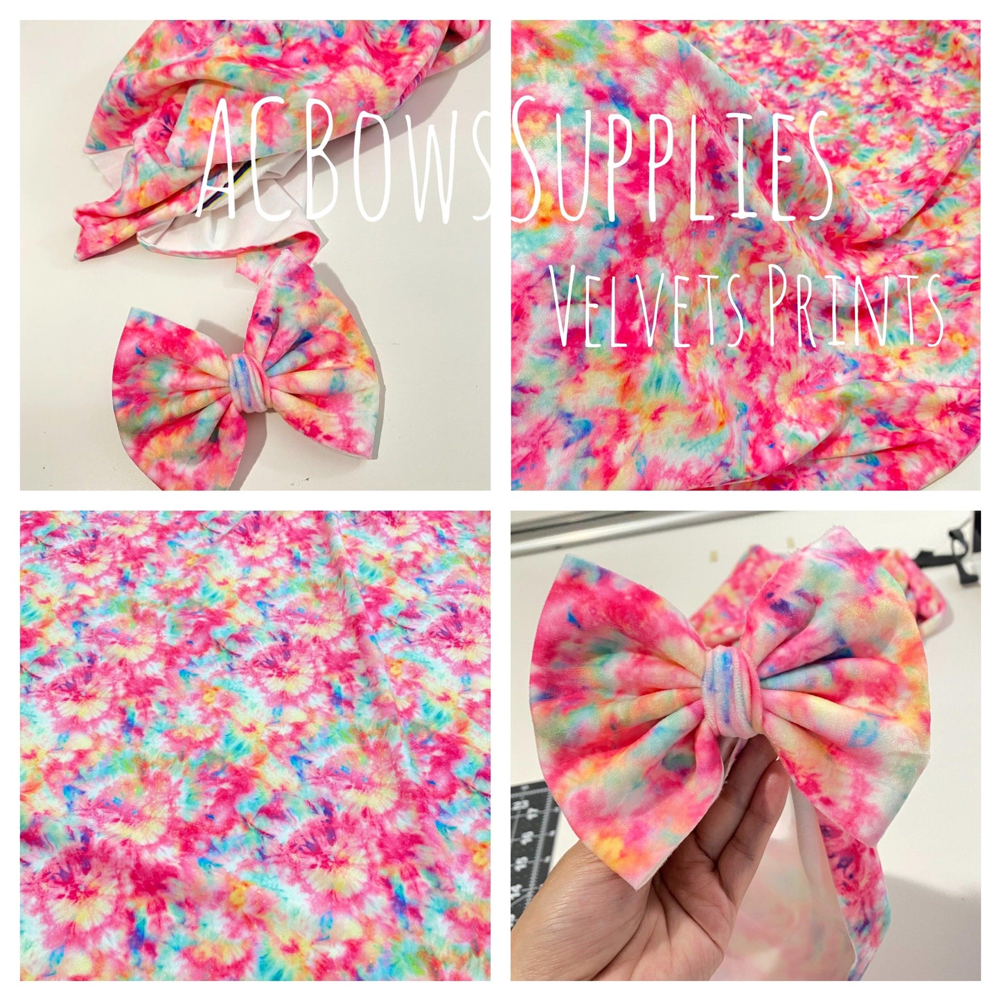 Velvet Fabric unicorn tye dye - ACBows&Supplies