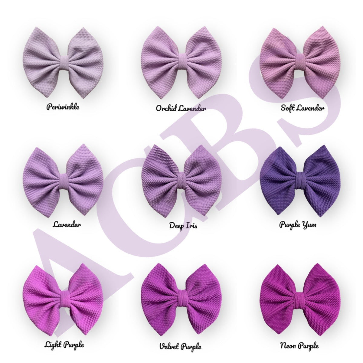 25 colors shade of Purple/Blue Bows (Clips finish)