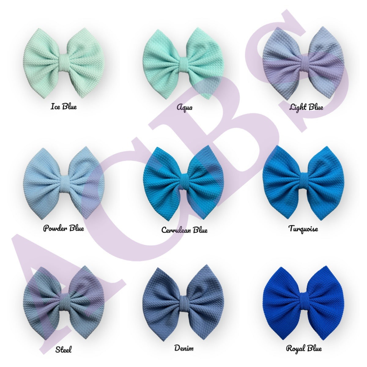 25 colors shade of Purple/Blue Bows (Clips finish)