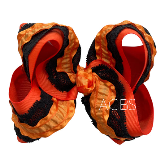 Halloween Orange/Black combo Boutique Bow