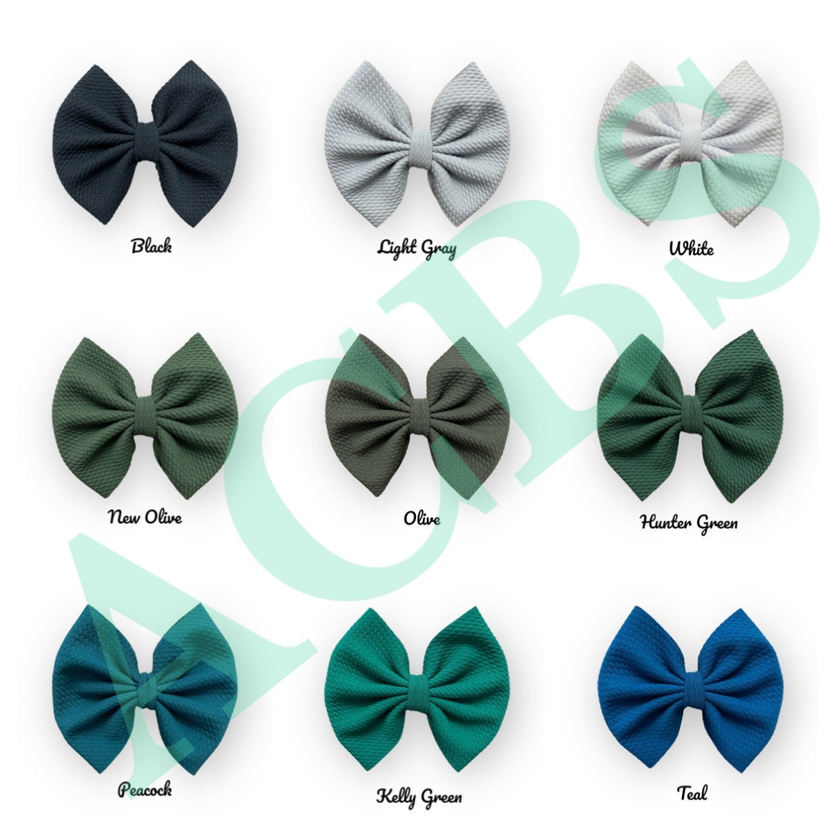 25 colors shade of Green/Yellow Bows (Clips finish)