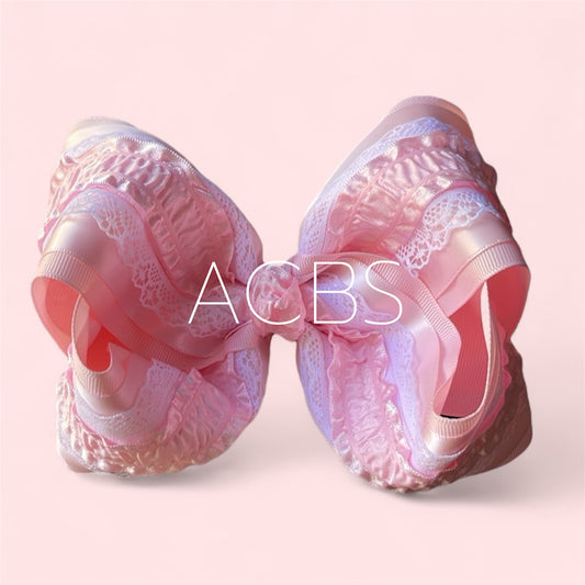Pink Satin Lace Bow