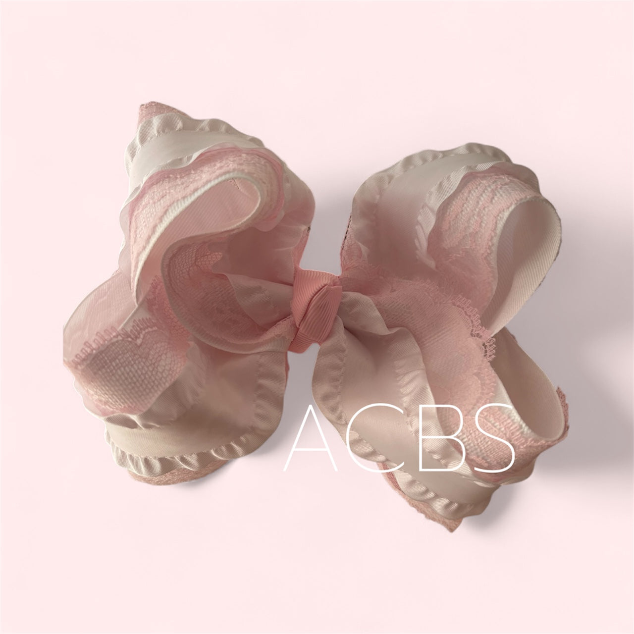 Pink lace and white ruffle Boutique Bows