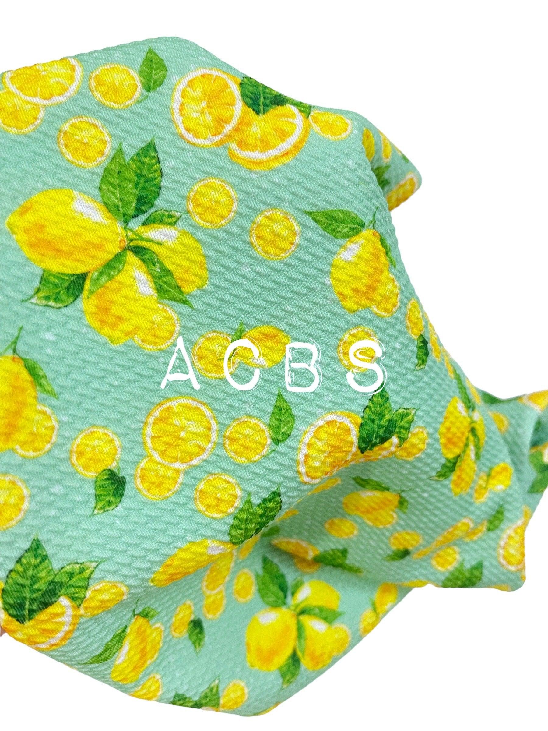 Bullet Fabric Lemon in mint - ACBows&Supplies