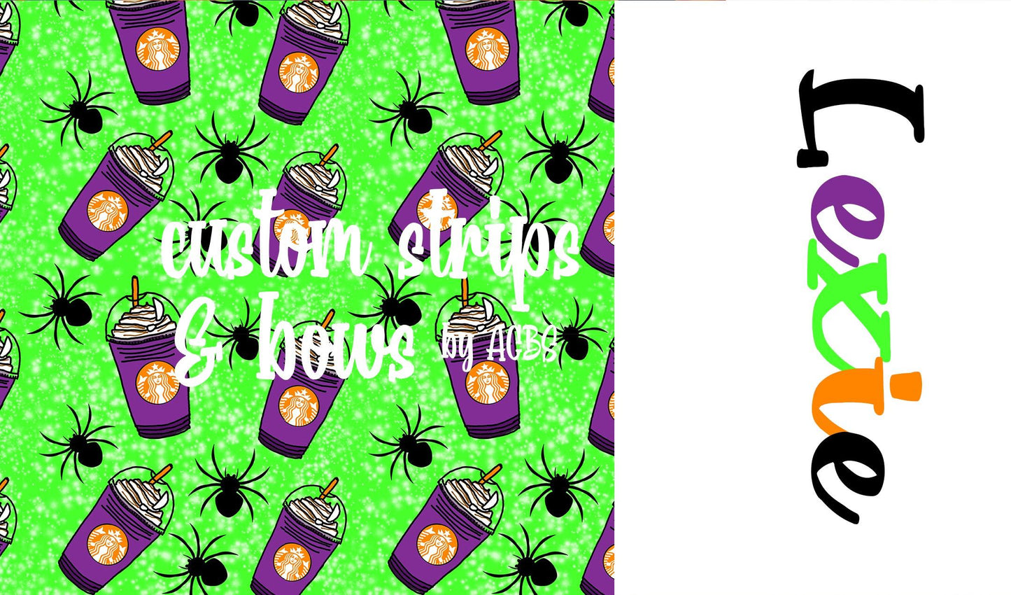 Halloween Two tone strips/ Name bows / HFall 012 - ACBows&Supplies