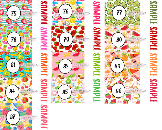 Fruits Print 3 /Two tone strips/ Solid Names